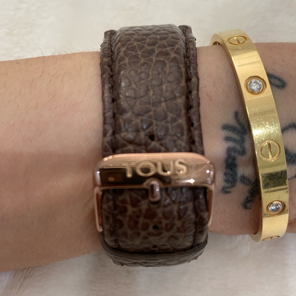 TOUS ROSE GOLD AND CROC LEATHER BELT - Picture 7 of 7